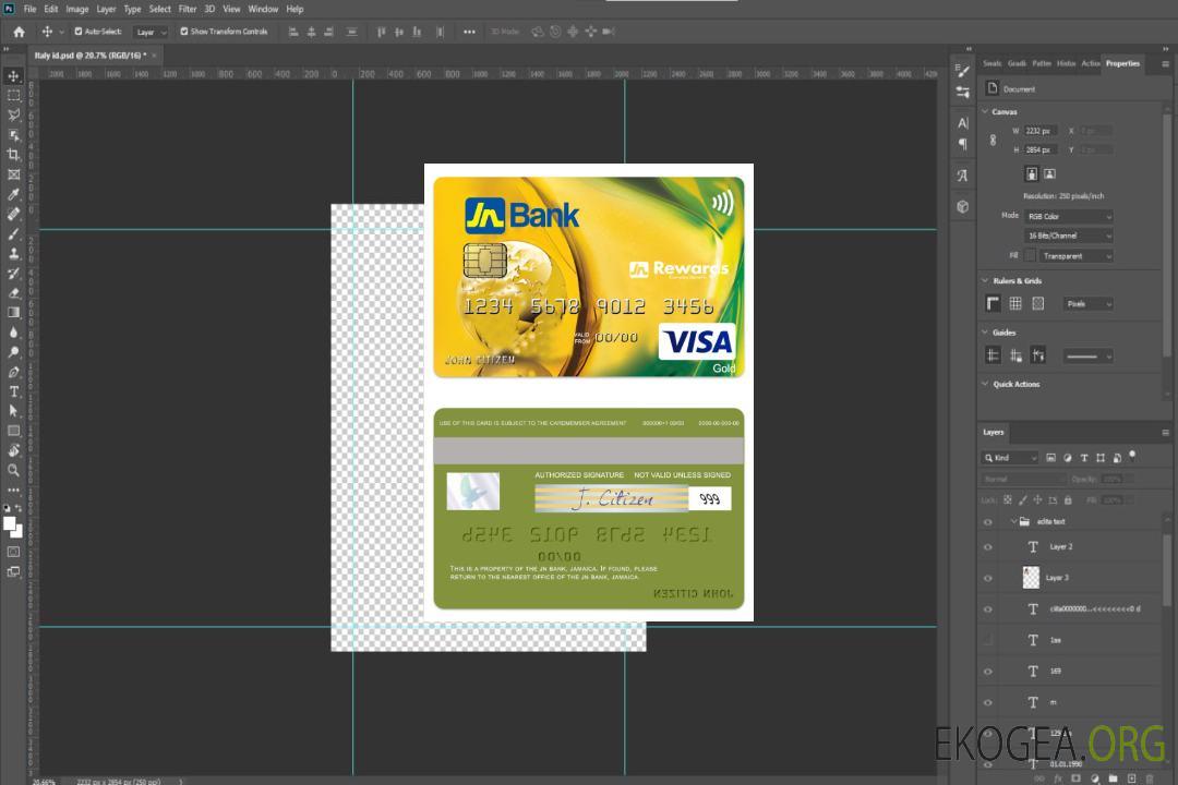 Carte de crédit Visa Gold de la Jamaïque JN Bank template